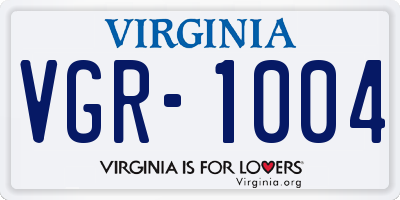 VA license plate VGR1004