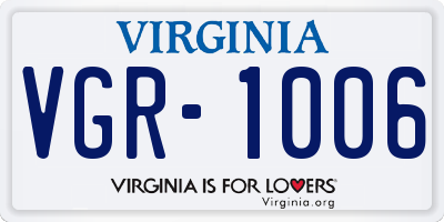 VA license plate VGR1006