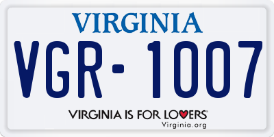 VA license plate VGR1007