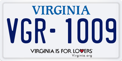 VA license plate VGR1009