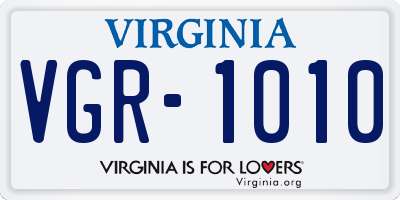 VA license plate VGR1010