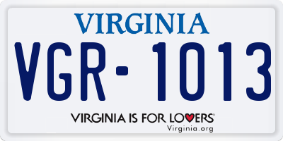 VA license plate VGR1013
