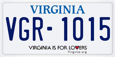 VA license plate VGR1015