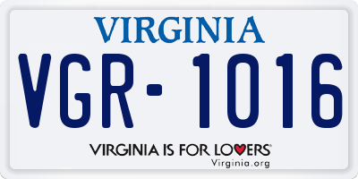 VA license plate VGR1016