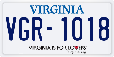 VA license plate VGR1018