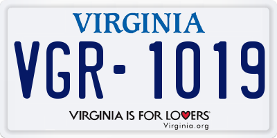 VA license plate VGR1019