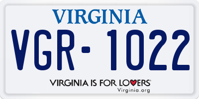 VA license plate VGR1022