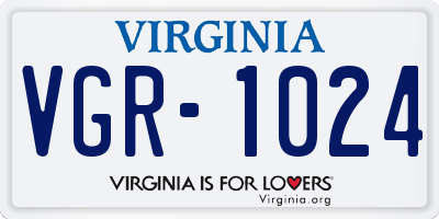 VA license plate VGR1024