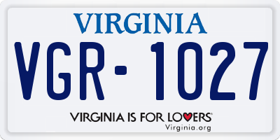VA license plate VGR1027