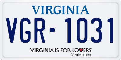 VA license plate VGR1031