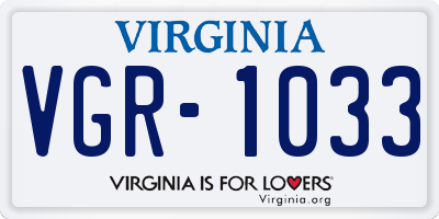 VA license plate VGR1033