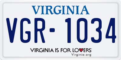 VA license plate VGR1034