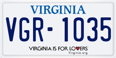VA license plate VGR1035