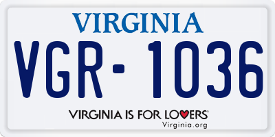 VA license plate VGR1036