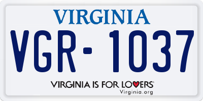 VA license plate VGR1037
