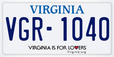 VA license plate VGR1040