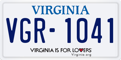 VA license plate VGR1041