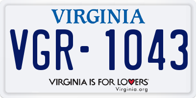 VA license plate VGR1043