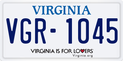 VA license plate VGR1045