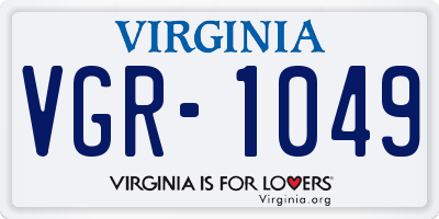 VA license plate VGR1049