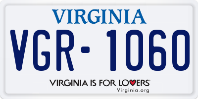 VA license plate VGR1060