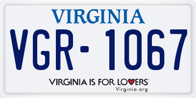 VA license plate VGR1067