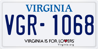 VA license plate VGR1068
