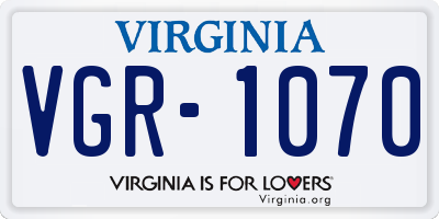 VA license plate VGR1070
