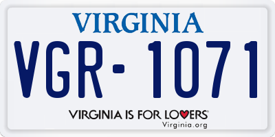 VA license plate VGR1071