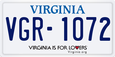 VA license plate VGR1072
