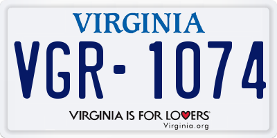 VA license plate VGR1074