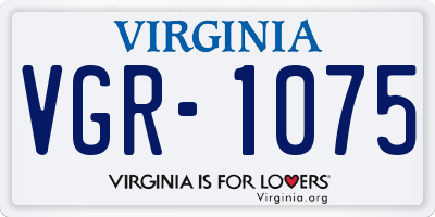 VA license plate VGR1075