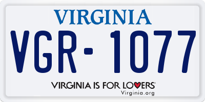 VA license plate VGR1077