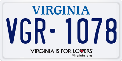 VA license plate VGR1078