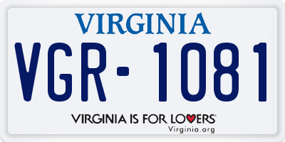 VA license plate VGR1081
