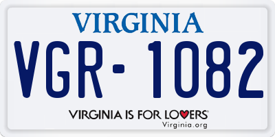 VA license plate VGR1082