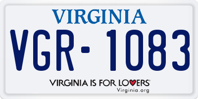 VA license plate VGR1083