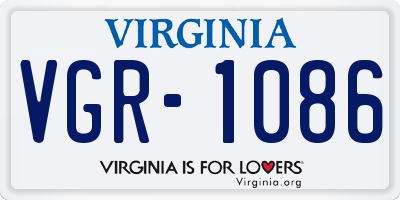 VA license plate VGR1086