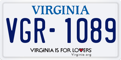 VA license plate VGR1089
