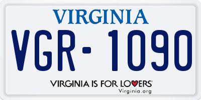 VA license plate VGR1090