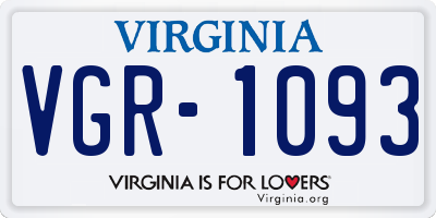 VA license plate VGR1093