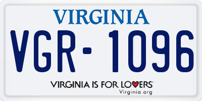VA license plate VGR1096