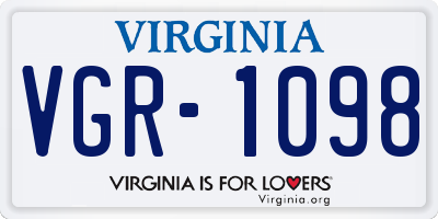 VA license plate VGR1098
