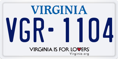 VA license plate VGR1104
