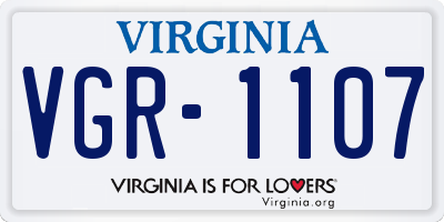 VA license plate VGR1107