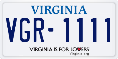 VA license plate VGR1111