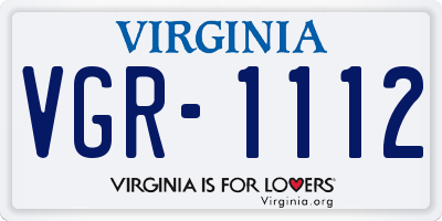 VA license plate VGR1112