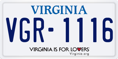 VA license plate VGR1116