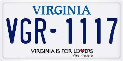 VA license plate VGR1117