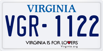 VA license plate VGR1122